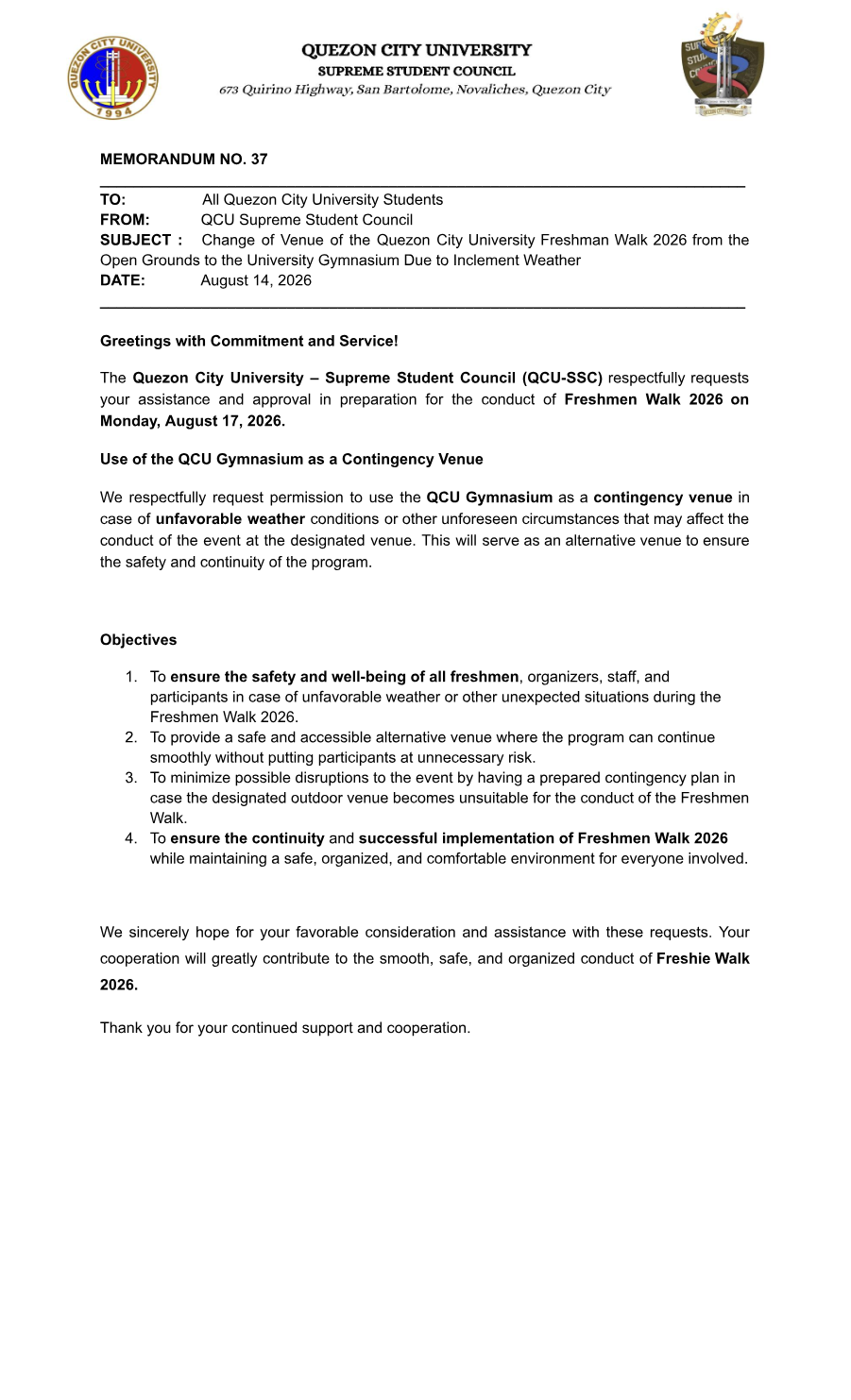First page of Memorandum No. 37